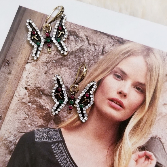 Turkish Crystal Enamel Butterfly Earrings - Picture 7 of 16